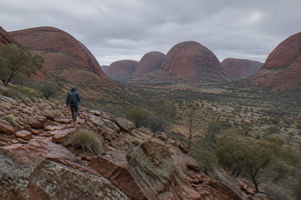The steep, boulder-strewn slopes of Kata Tjuta's Valley of the Winds